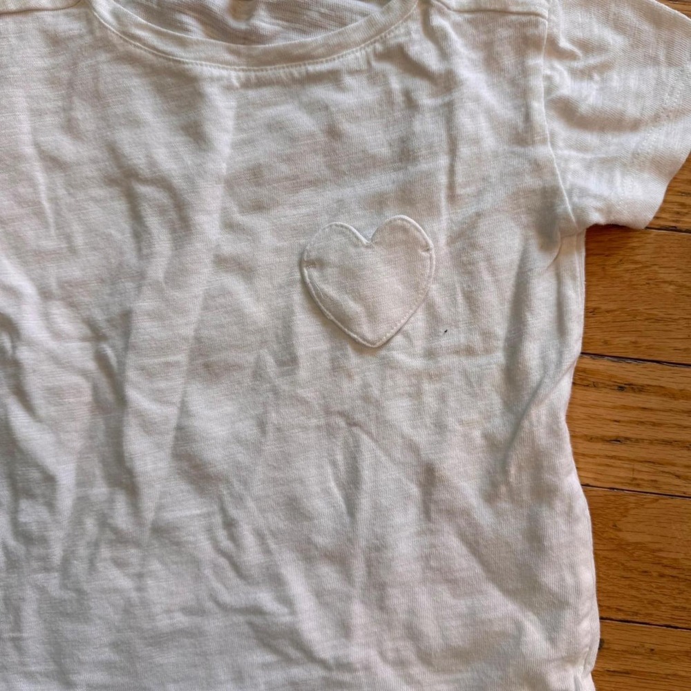 Crewcuts Everyday Kids White Slub Cotton Heart Patch T-Shirt Size 3